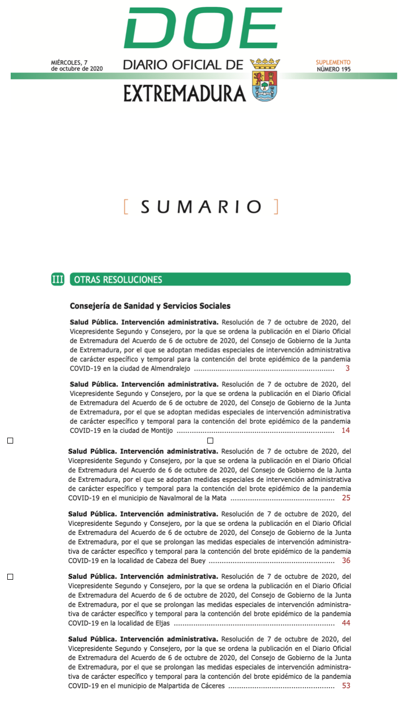 DOE medidas extraordinarias Almendralejo