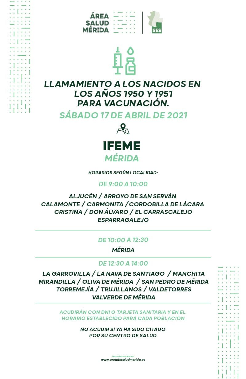 Vacunación masiva en Mérida sábado
