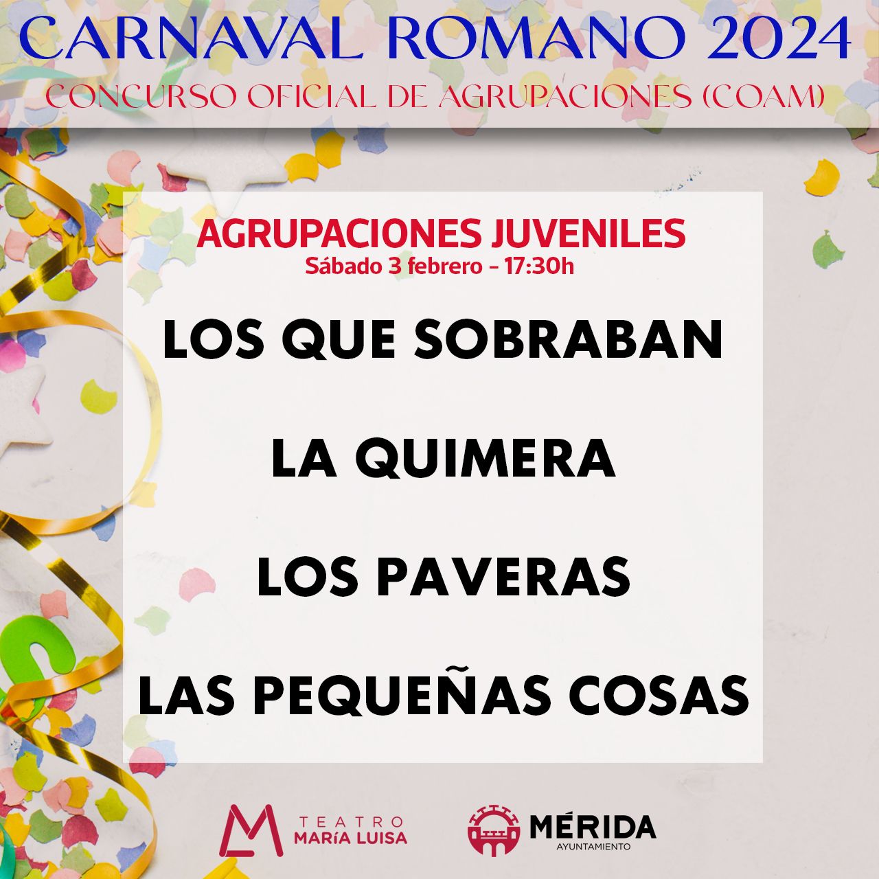 Orden de actuación Carnaval 2024 Juveniloes