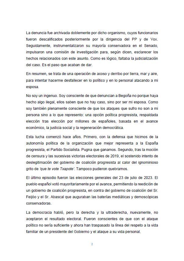Carta de Pedro Sánchez 2