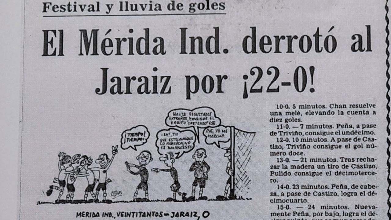 PERIODICO EL MERIDA DERROTO 22-0 AL JARAIZ