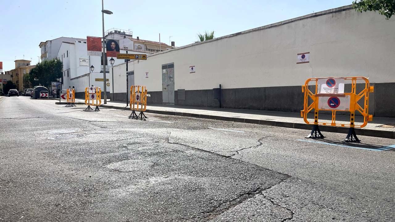 CALLE ALMENNDRLAEJO CON VALLAS POR CORTE A LA ALTURA DEL PARADOR