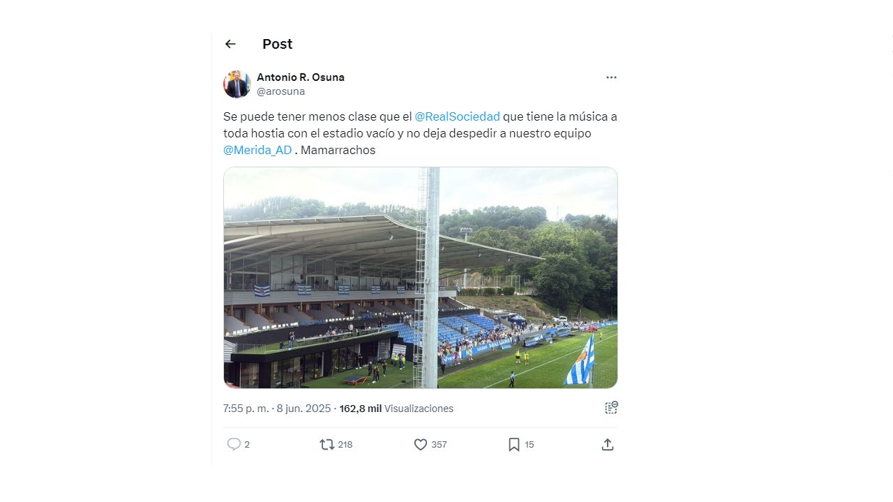 PUBLICACION DEL ALCALDE OSUNA CONTRA LA REAL SOCIEDAD