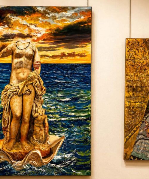 EXPOSICION MARMOL DE MIGUEL ANGEL BEDATE EN LA ASAMBLEA con rotulo