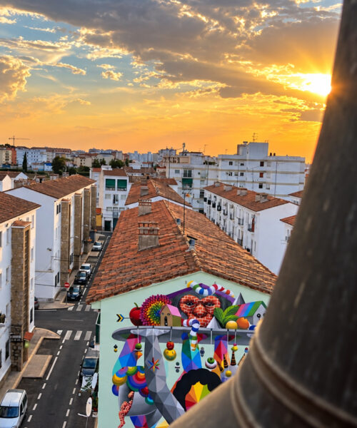 EDIFICIOS LA ANTIGUA DESDE LA TORRE DE LA PARROQUIA DE LOS REDENTORISTAS con logo tvex