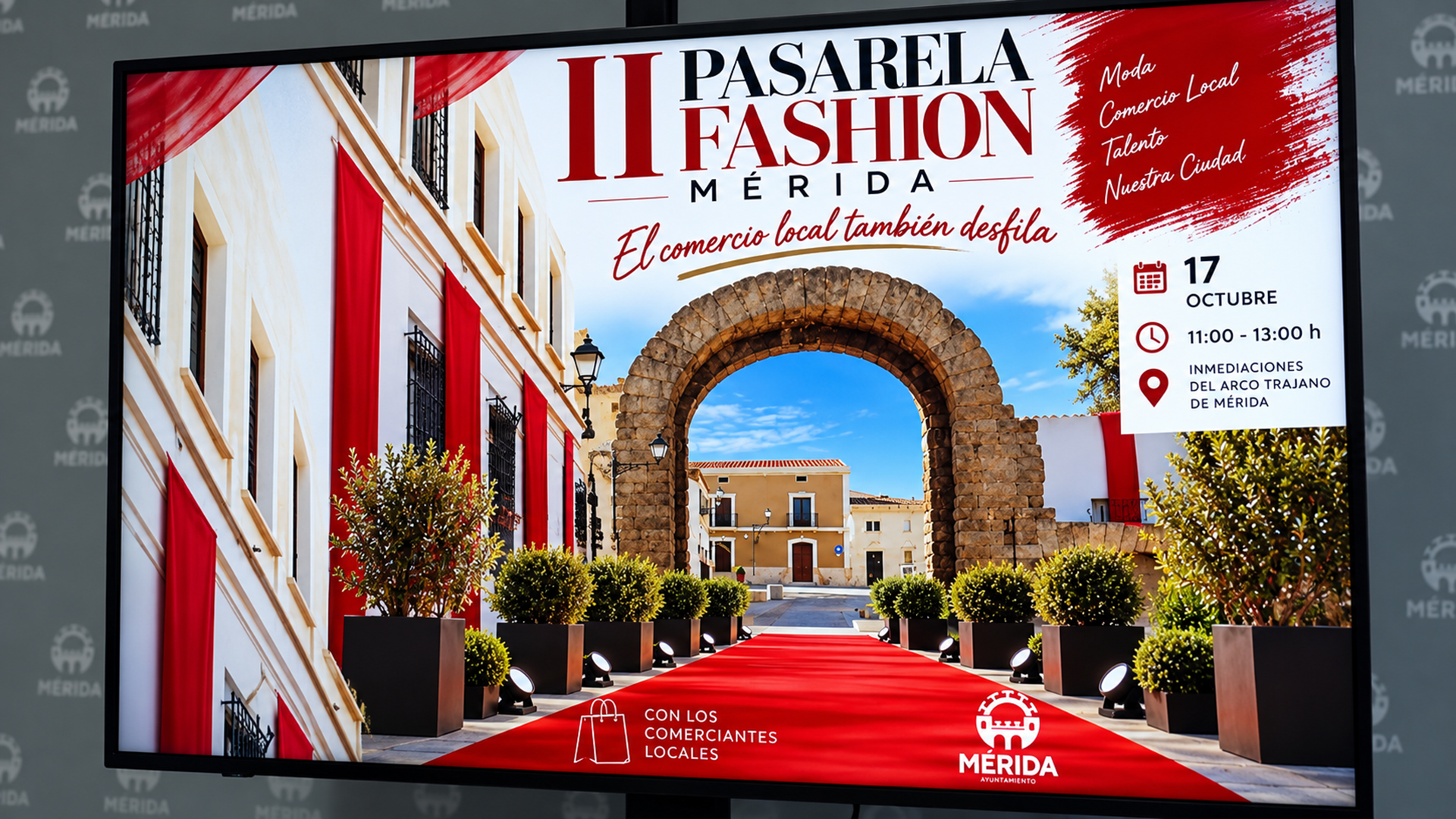 PANTALLA CON CARTEL II PASAREALA FASHNION MERIDA